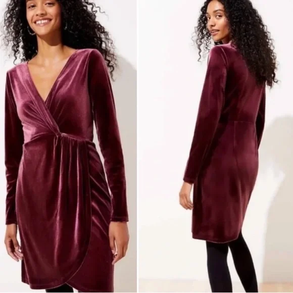 loft velvet dress Petite Godet Mini Loft Velvet Ruched Off The